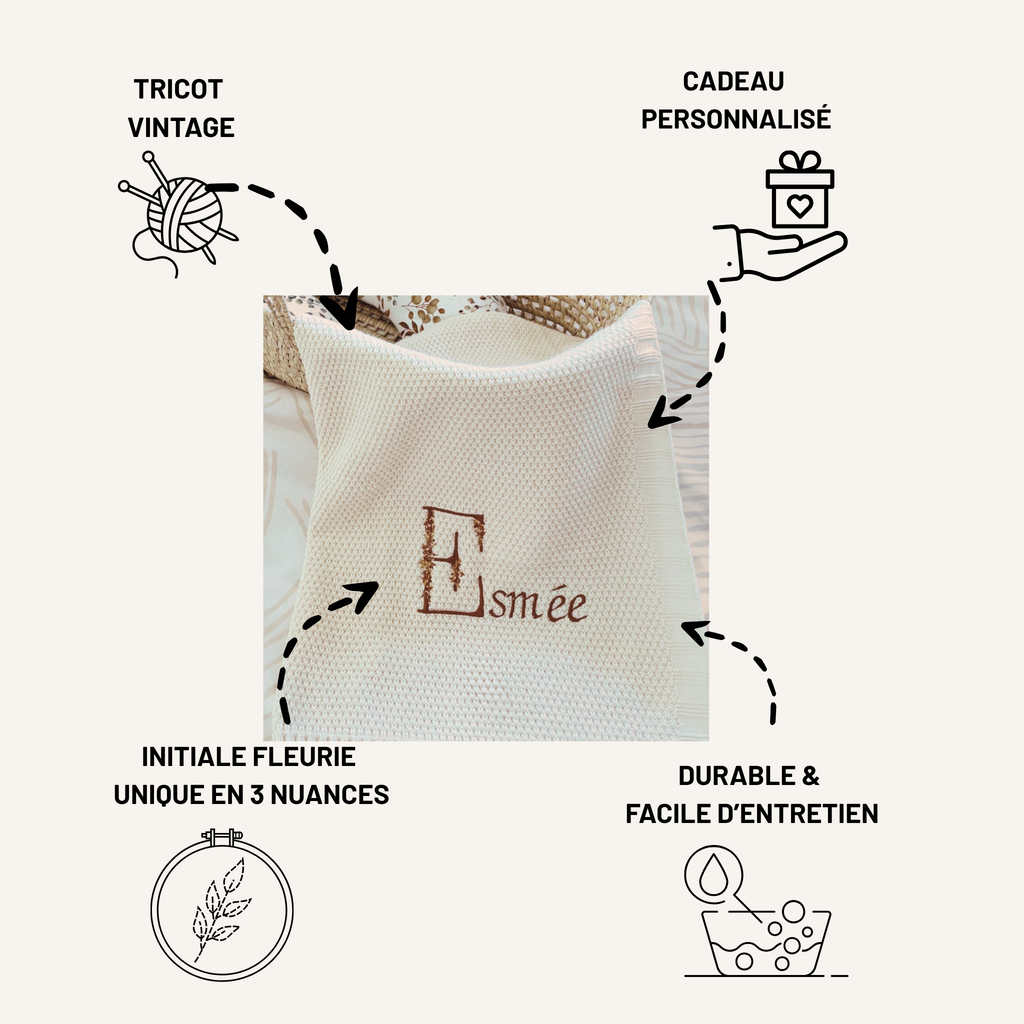 Couverture Bébé Personnalisée Prénom Brodé Tricot