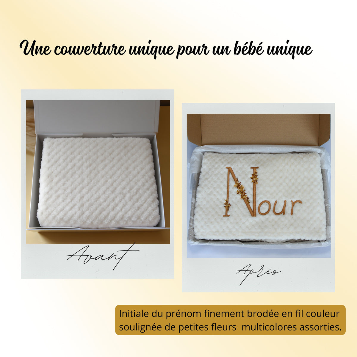Couverture Bébé Personnalisée Brodée Prénom Nid Abeille