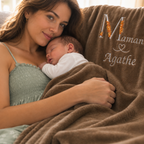 Plaid Personnalisé Brodé Maman et Prénom bébé
